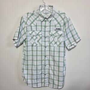 Columbia Mens Performance Fishing Gear Omni Shade Pearl Snap Shirt Medium